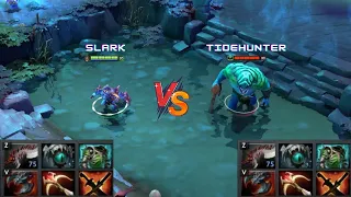 Dota 2 | Slark vs Tidehunter lvl 30 | Normal Attacks Only | Same Full Items