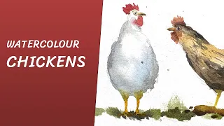 Chicken watercolour painting - loose painting for beginners of two hens