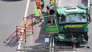 Prison van crashed with HGV leaving 4 people trapped as A27 is blocked