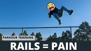 Landing On Rails 😰 I'm Basically A Beginner At Parkour!