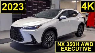 2023 Lexus NX 350h hybrid Executive Package in Eminent White with black leather interior Edmonton Al