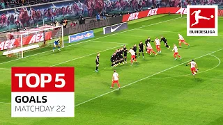 Top 5 Goals Matchday 22 - Lewandowski, Nkunku & More