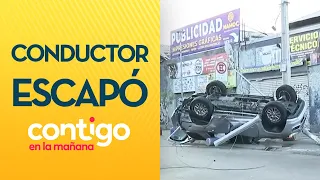 CONTRA EL TRÁNSITO: Conductor huyó tras volcamiento en la calle - Contigo en la Mañana