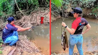 Inacreditável primeira pescaria nesse corgo ficamos surpresos com o tamanho dos peixes que pegamos