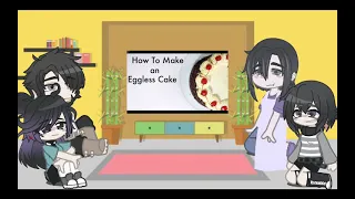 TheCrazyGacha Cookie's Aishi family reacts to HowToBasic: How to make an Eggless Cake