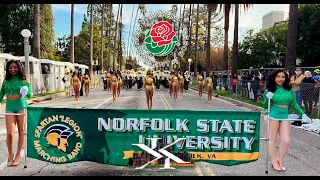 The Norfolk State University Spartan Legion Marching In the 2023 Pasadena Tournament of Roses Parade