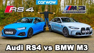 Análise BMW M3 vs Audi RS4 e comparação de 0-100 km/h, 400m, freio e drift!