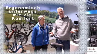 Ergonomisch und bequem sitzen - Fahrrad fahren mit Komfort und P und P am Ebike B-Bike Bicycle