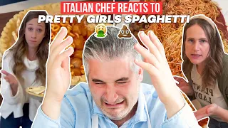 Italian Chef Reacts to PRETTY GIRLS Cooking SPAGHETTI