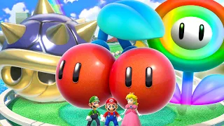 What Happens if Mario and Friends using the Ultimate Double Cherry, Blue Shell and Rainbow Flower?