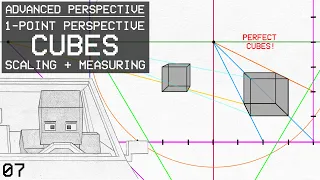 Drawing PERFECT Cubes in 1 Point Perspective (Measuring Lines / Scale) - Advanced Perspective 7