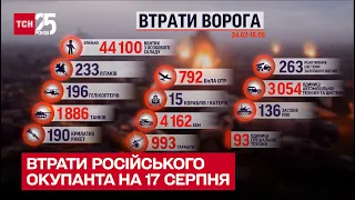 ⚡ Втрати російських окупантів на війні станом на 17 серпня