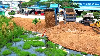 Amazing Project Landfill By Skill Komatsu D31Px Dozer Pushing Soil And Truck 5Ton Unloading Soil