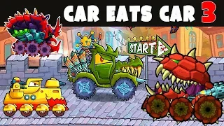 Машина Ест Машину 3 много заданий для Маленькой Зелёной Тачки в мультик игре Car Eats Car 3 летсплей