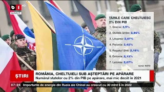 ROMÂNIA, CHELTUIELI SUB AȘTEPTĂRI PE APĂRARE_Știri B1_22 martie 2023