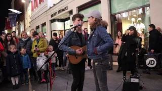 Allie Sherlock raps during 'Girls Like You' with Padraig Cahill (Maroon 5)