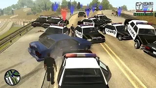 The Biggest Police Chase in GTA San Andreas History (100 Cops VS 1 Car)