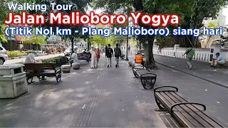 Jalan Malioboro Yogya Siang hari - Walking Tour  (Titik 0 kilometer- Plang Malioboro)