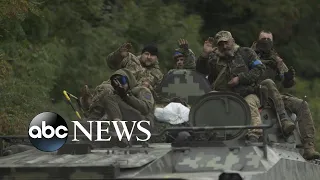 Video shows Ukrainian soldiers rolling into liberated towns