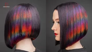 DEMETRIUS | Каре на удлинение + цветное окрашивание Глитч | Женская стрижка на короткие волосы