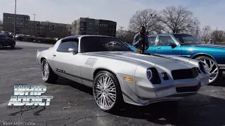 WhipAddict: 1979 Chevy Camaro Silver on Brushed Rims with Black Stripe and Interior.