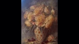 Пионы в фарфоровой вазе. Масляная живопись. Process of creating oil painting. Oleg Buiko. 油畫  油絵