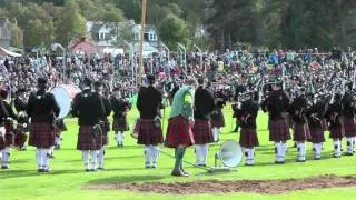 George Watson's College PIpe Band (GWC) play in front of The Queen at the Braemar Gathering 2011