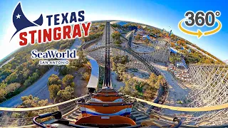 VR 360 Texas Stingray Roller Coaster On Ride Back Row POV SeaWorld San Antonio 2023 12 08
