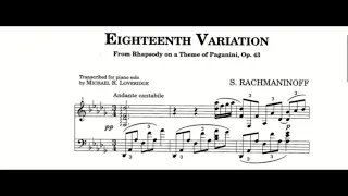 Rachmaninoff - Rhapsody on a Theme of Paganini (Loveridge), Piano Sheets and Music