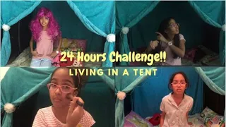 24 hours Living in a tent challenge | 24 hours Overnight in a tent challenge | Living in indoor tent