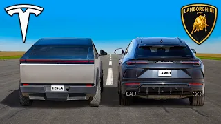 Tesla Cybertruck v Lamborghini Urus: DRAG RACE