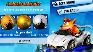 Crash Team Racing Nitro-Fueled - Unlock Trophy Paint Job + Full Scrapbook + CTR Radio