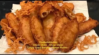 Crispy Fried Banana and Sweet Potato _ Delicious Vietnamese street food.