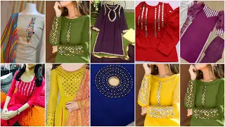 mirror work neck designs|mirror work for kurti| #mirrorwork #kurtidesign