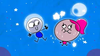 "Out Of SPACE" Pencilmate and Pencilmiss go to the MOON! | Pencilmation Cartoons!