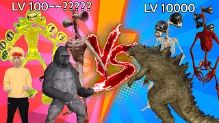 Team Siren Head vs Siren Head level up boss vs kong vs godzilla