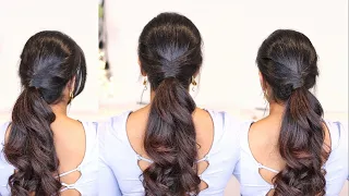 PONYTAIL hairstyle | Simple Twisted Ponytail | 2 minute Easy Hair for College Work | Femirelle