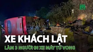 Hòa Bình: Xe khách l.ật làm 3 người đi xe máy t.ử v.o.ng | VTC14