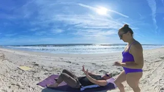 Practicing Acro Yoga at the Beach in vr360 4K with Matt and Kris
