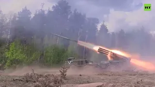 Russian MLRS BM-27 Uragan / Hurricane working in Kharkiv region, Ukraine