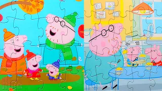 Peppa's family at home and in the garden - puzzles for children Peppa Pig | Merry Nika