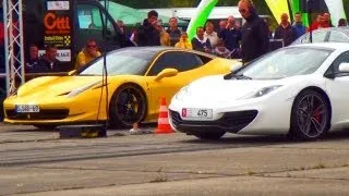 Ferrari 458 ITALIA vs McLaren MP4 12C - Drag RACE 1/4 Mile Viertelmeile Rennen Beschleunigung