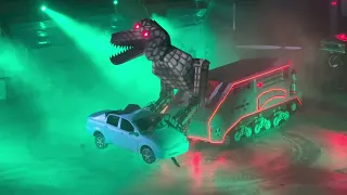 MEGASAURUS The Car-Eating, Fire-Breathing, Transforming Robot at Hot Wheels Monster Truck Glow Party