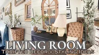 LIVING ROOM TOUR 2024/HOW TO DECORATE WITH THRIFT STORE FINDS/THRIFTED LIVING ROOM