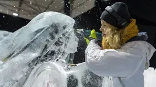 TV Reporter Ruins Everything (Ice Sculpture & Jenga Tower)