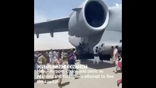 Terrifying video of Afghans falling off a US military plane | Desperate youth hang on to US plane