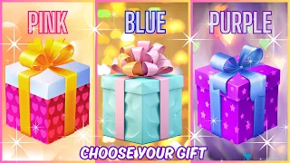 Choose your gift🎁😍💙💖 #chooseyourgift #pickonekickone #3giftbox #pink #blue #purple #giftbox #gift