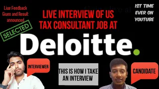 #deloitte Live Interview for US Tax Consultant-I Job, #live Result Declared✅ #interview for Big4 Job
