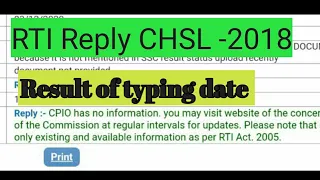 ssc chsl 2018 RTI reply for typing date , document verification by ssc true analysis