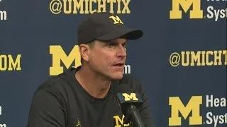 Jim Harbaugh speaks following Michigan's 49-10 win over Penn State